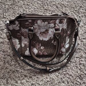 Guess Brown Floral Satchel